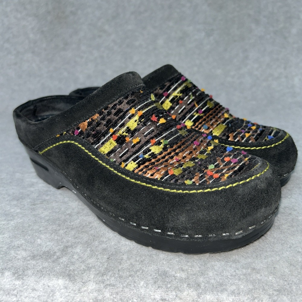 DANSKO Mystique Black Suede Aztec Boho Tapestry Clog Mule‎ Size EU 40  US  9